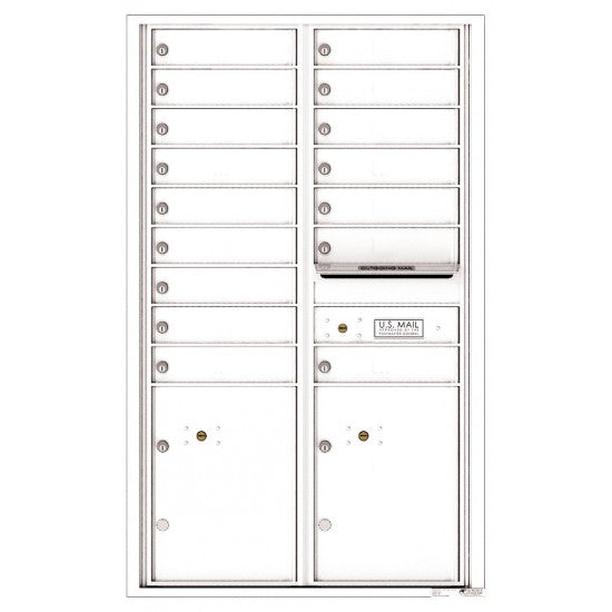 4C14D-16 - 16 Tenant Doors with 2 Parcel Lockers and Outgoing Mail Compartment - 4C Wall Mount 14-High Mailboxes