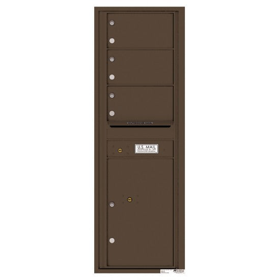 4C14S-03 - 3 Oversized Tenant Doors with 1 Parcel Locker and Outgoing Mail Compartment - 4C Wall Mount 14-High Mailboxes