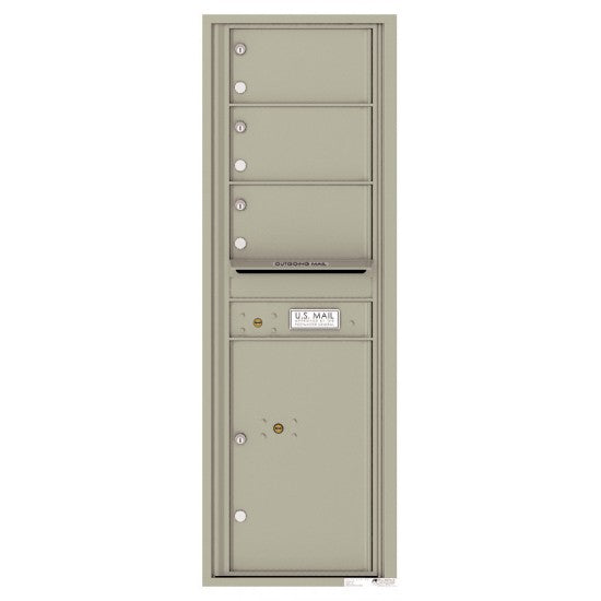 4C14S-03 - 3 Oversized Tenant Doors with 1 Parcel Locker and Outgoing Mail Compartment - 4C Wall Mount 14-High Mailboxes