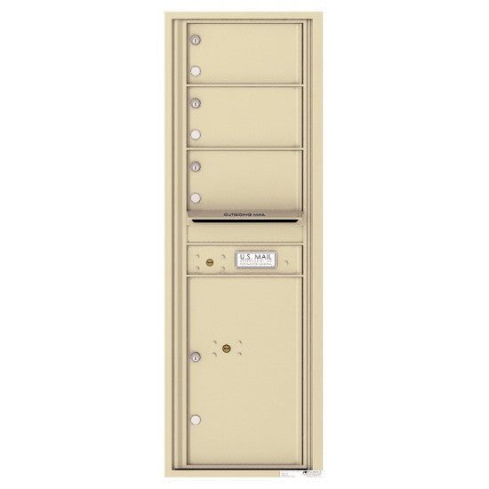 4C14S-03 - 3 Oversized Tenant Doors with 1 Parcel Locker and Outgoing Mail Compartment - 4C Wall Mount 14-High Mailboxes