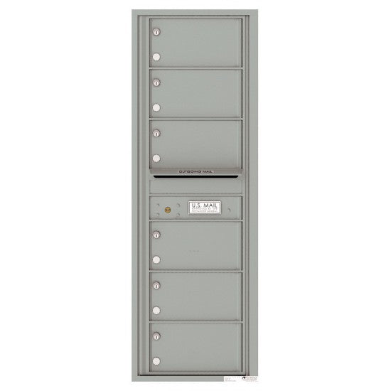 4C14S-06 - 6 Over-Sized Tenant Doors with Outgoing Mail Compartment - 4C Wall Mount 14-High Mailboxes