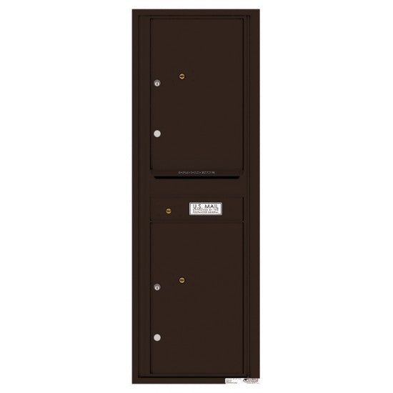 4C14S-2P - 2 Parcel Doors with 1 Outgoing Mail Compartment Unit - 4C Wall Mount 14-High