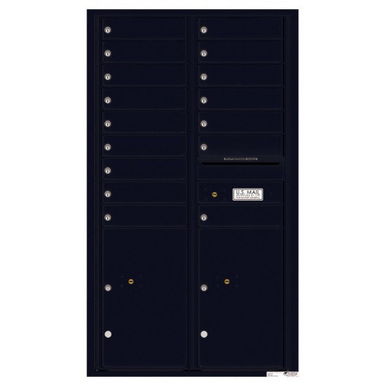 4C15D-16 - 16 Tenant Doors with 2 Parcel Lockers and Outgoing Mail Compartment - 4C Wall Mount 15-High Mailboxes