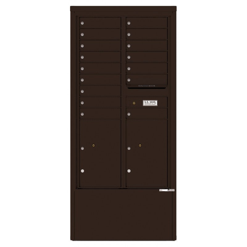 4C15D-16-D - 16 Tenant Doors with 2 Parcel Lockers and Outgoing Mail Compartment - 4C Depot Mailbox Module