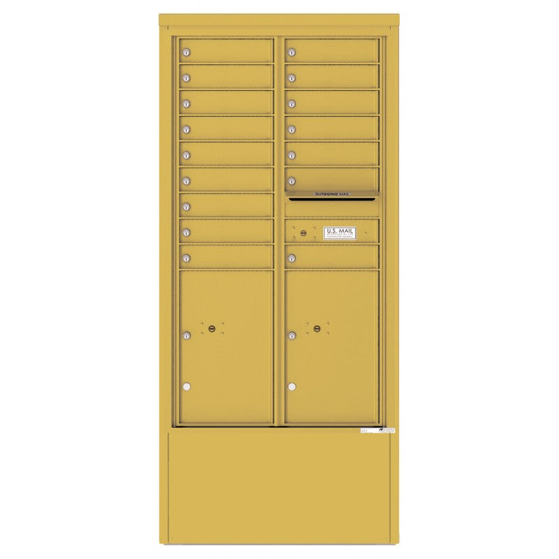 4C15D-16-D - 16 Tenant Doors with 2 Parcel Lockers and Outgoing Mail Compartment - 4C Depot Mailbox Module