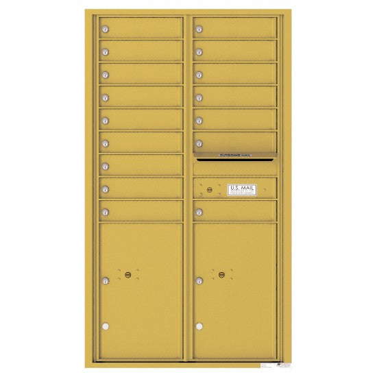 4C15D-16 - 16 Tenant Doors with 2 Parcel Lockers and Outgoing Mail Compartment - 4C Wall Mount 15-High Mailboxes