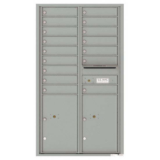 4C15D-16 - 16 Tenant Doors with 2 Parcel Lockers and Outgoing Mail Compartment - 4C Wall Mount 15-High Mailboxes
