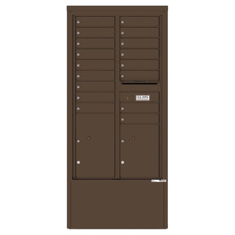 4C15D-17-D - 17 Tenant Doors with 2 Parcel Lockers and Outgoing Mail Compartment - 4C Depot Mailbox Module