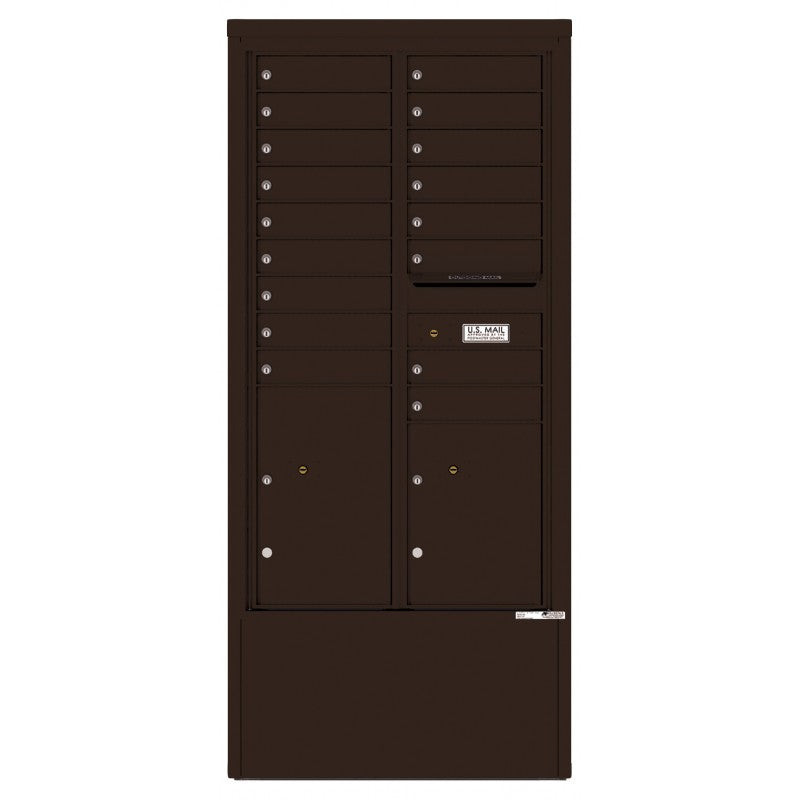 4C15D-17-D - 17 Tenant Doors with 2 Parcel Lockers and Outgoing Mail Compartment - 4C Depot Mailbox Module
