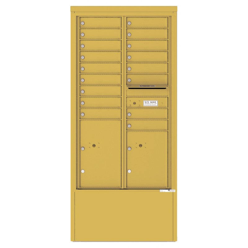 4C15D-17-D - 17 Tenant Doors with 2 Parcel Lockers and Outgoing Mail Compartment - 4C Depot Mailbox Module