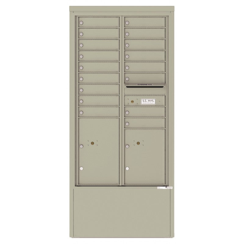 4C15D-17-D - 17 Tenant Doors with 2 Parcel Lockers and Outgoing Mail Compartment - 4C Depot Mailbox Module