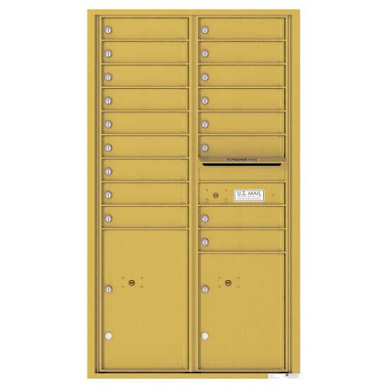 4C15D-17 - 17 Tenant Doors with 2 Parcel Lockers and Outgoing Mail Compartment - 4C Wall Mount 15-High Mailboxes