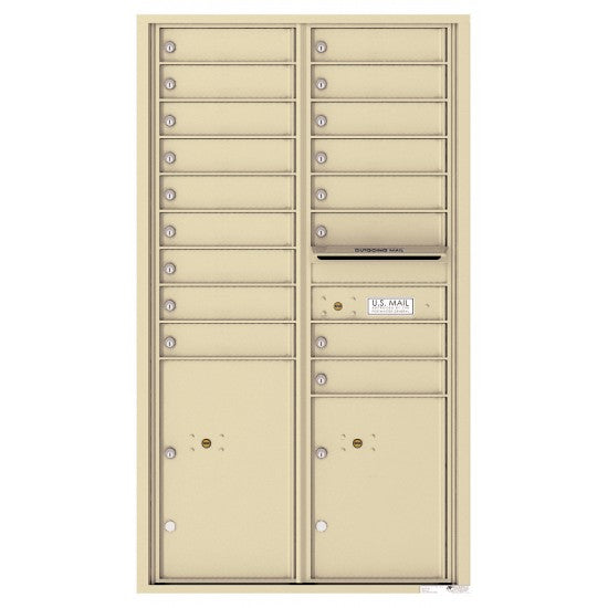 4C15D-17 - 17 Tenant Doors with 2 Parcel Lockers and Outgoing Mail Compartment - 4C Wall Mount 15-High Mailboxes