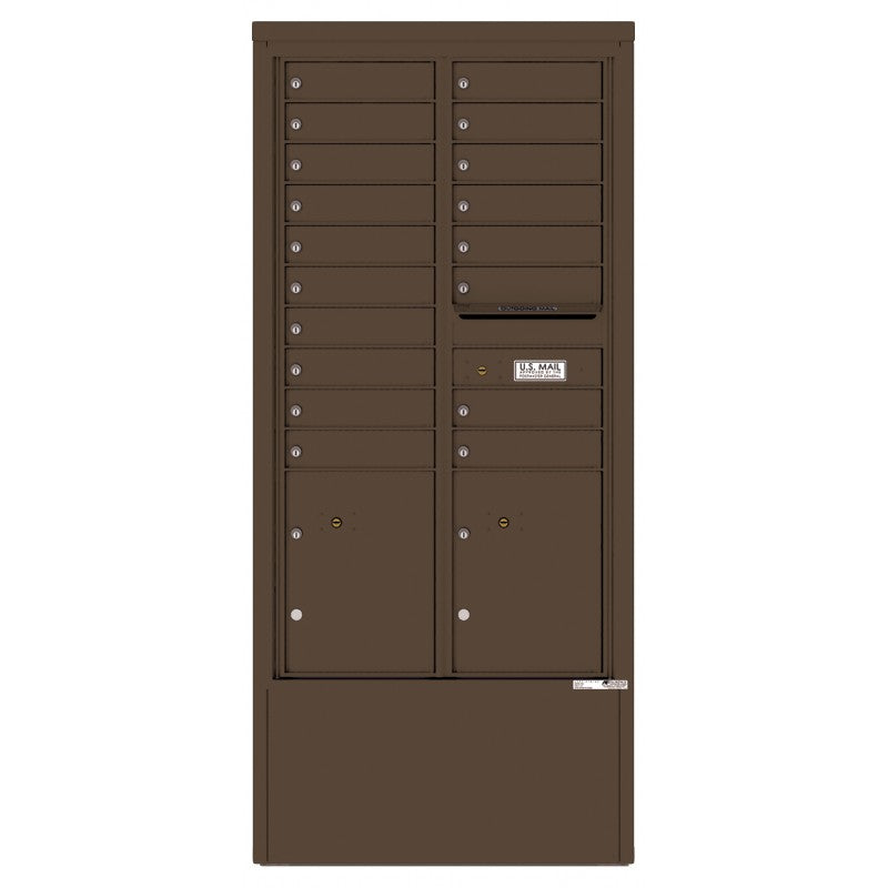 4C15D-18-D - 18 Tenant Doors with 2 Parcel Lockers and Outgoing Mail Compartment - 4C Depot Mailbox Module