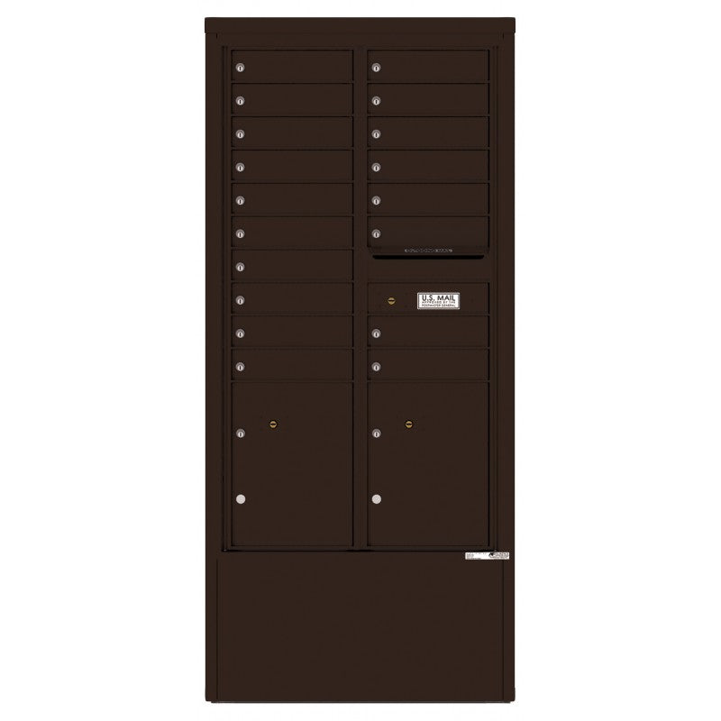 4C15D-18-D - 18 Tenant Doors with 2 Parcel Lockers and Outgoing Mail Compartment - 4C Depot Mailbox Module