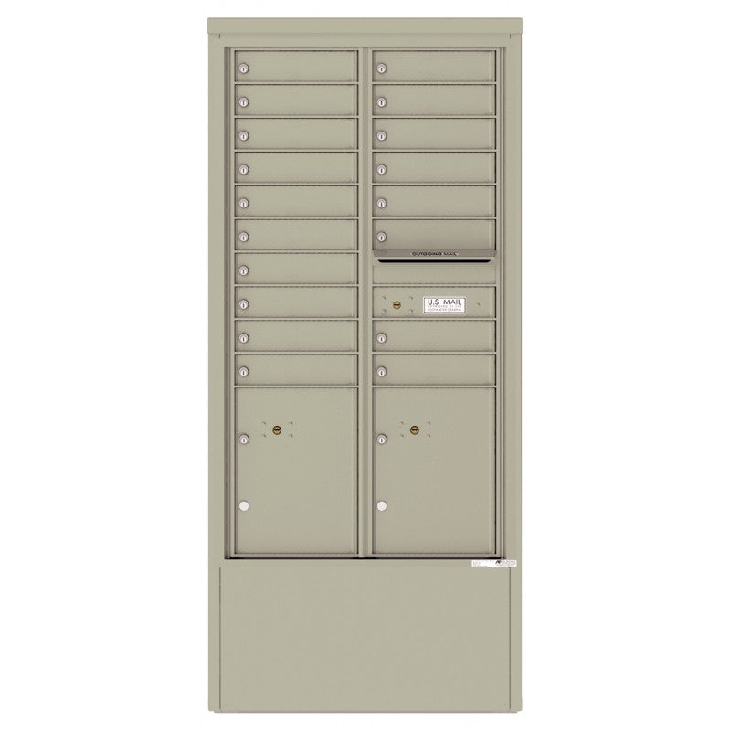 4C15D-18-D - 18 Tenant Doors with 2 Parcel Lockers and Outgoing Mail Compartment - 4C Depot Mailbox Module