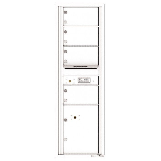 4C15S-04 - 4 Oversized Tenant Doors with 1 Parcel Locker and Outgoing Mail Compartment - 4C Wall Mount 15-High Mailboxes
