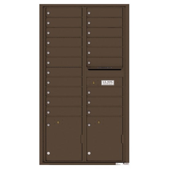 4C16D-20 - 20 Tenant Doors with 2 Parcel Lockers and Outgoing Mail Compartment - 4C Wall Mount Max Height Mailboxes