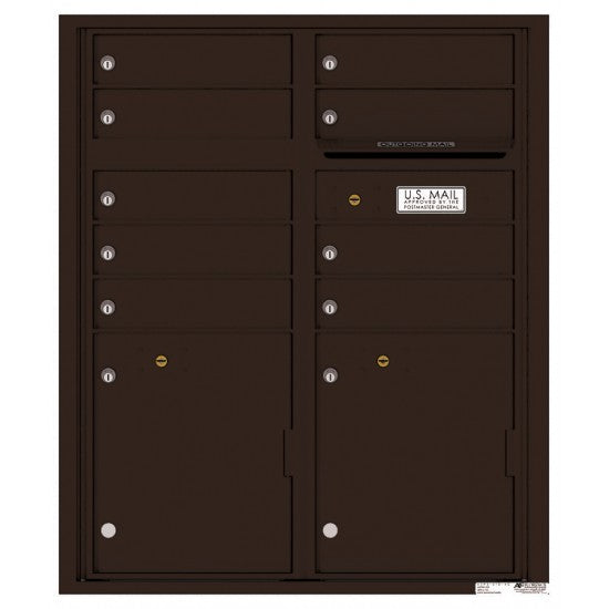 4CADD-09 - 9 Tenant Doors with 2 Parcel Lockers and Outgoing Mail Compartment - 4C Wall Mount ADA Max Height Mailboxes