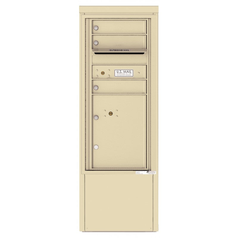 4CADS-03-D - 3 Tenant Doors with 1 Parcel Locker and Outgoing Mail Compartment - 4C Depot Mailbox Module