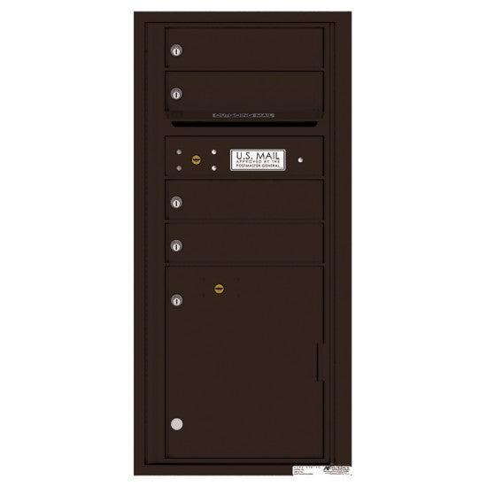 4CADS-04 - 4 Tenant Doors with 1 Parcel Locker and Outgoing Mail Compartment - 4C Wall Mount ADA Max Height Mailboxes