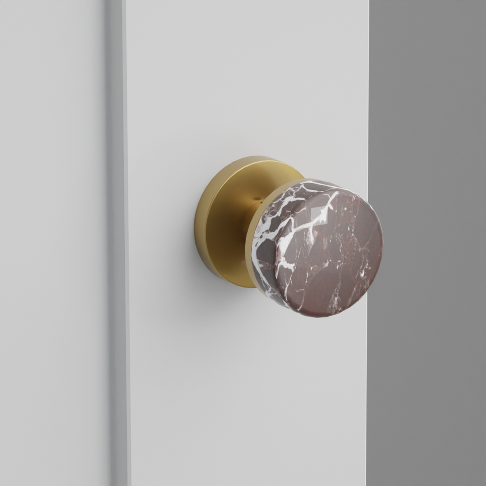 Emtek Conical Rosso Levanto Marble Knob with Disk Rosette