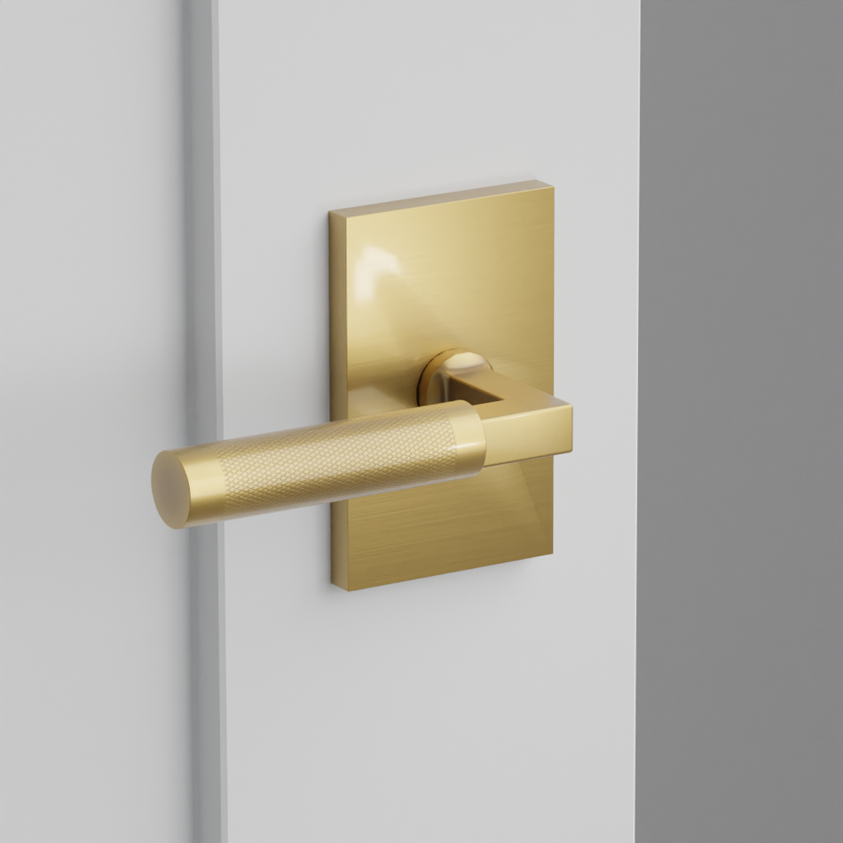 Emtek Knurled Lever with Modern Rectangular Rosette