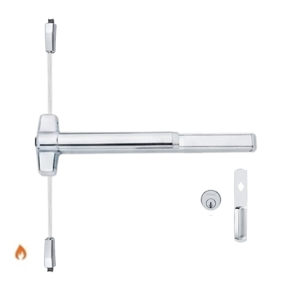 Von Duprin 9827NL-OP-F/9927NL-OP-F - Night Latch, Optional Pull Surface Vertical Rod Device - Fire Rated