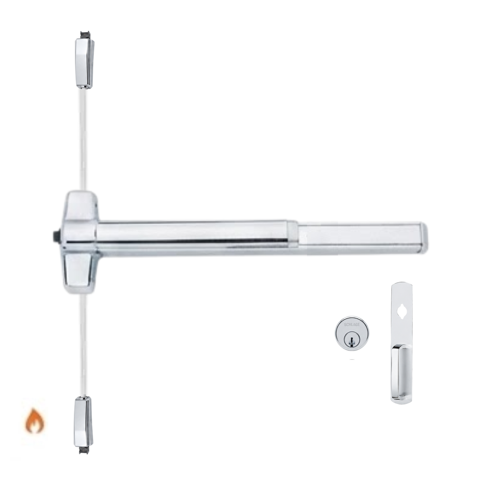 Von Duprin 9857NL-OP-F/9957NL-OP-F - Night Latch, Optional Pull Surface Three Point Latch Device - Fire Rated