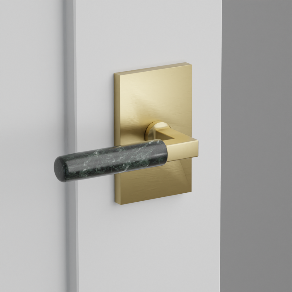 Emtek Green Marble Lever with Modern Rectangular Rosette