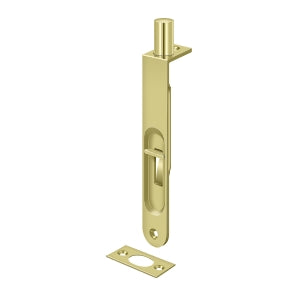 Deltana 6FBR 6" Flush Bolt, Heavy-Duty, Round, Solid Brass