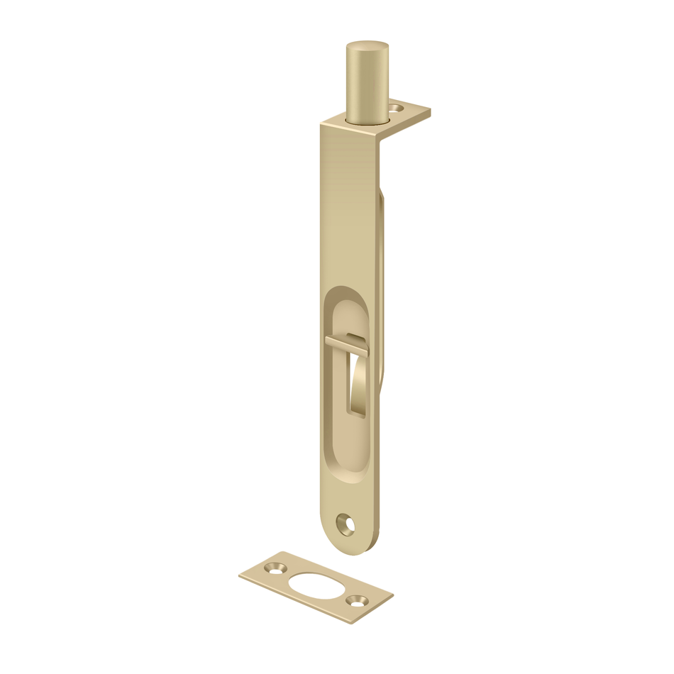 Deltana 6FBR 6" Flush Bolt, Heavy-Duty, Round, Solid Brass