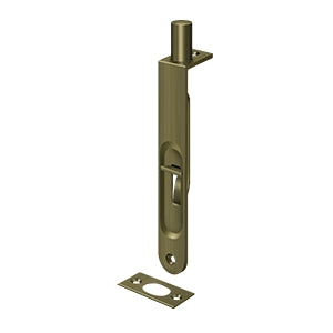 Deltana 6FBR 6" Flush Bolt, Heavy-Duty, Round, Solid Brass
