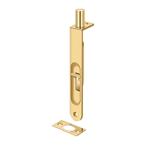 Deltana 6FBR 6" Flush Bolt, Heavy-Duty, Round, Solid Brass