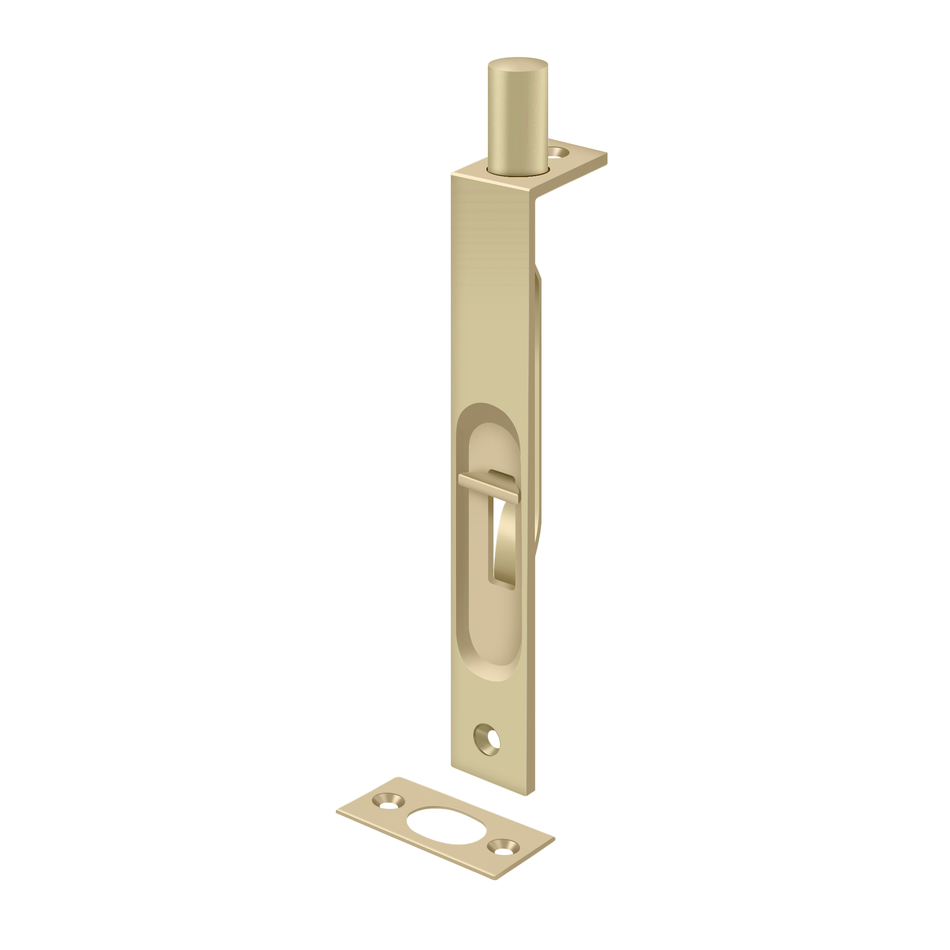 Deltana 6FBS 6" Flush Bolt, Heavy-Duty, Solid Brass
