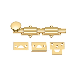 Deltana 6SB 6" Surface Bolt, Heavy-Duty, Solid Brass