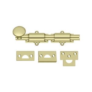 Deltana 6SB 6" Surface Bolt, Heavy-Duty, Solid Brass