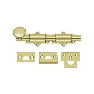 Deltana 6SB 6" Surface Bolt, Heavy-Duty, Solid Brass
