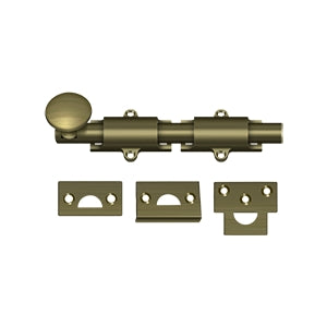 Deltana 6SB 6" Surface Bolt, Heavy-Duty, Solid Brass