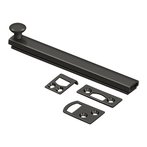 Deltana 6SBCS 6" Solid Brass Surface Bolt, Concealed Screws, HD