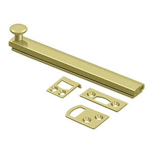 Deltana 6SBCS 6" Solid Brass Surface Bolt, Concealed Screws, HD