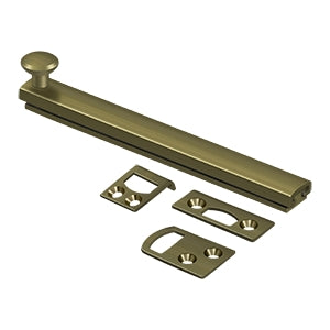 Deltana 6SBCS 6" Solid Brass Surface Bolt, Concealed Screws, HD