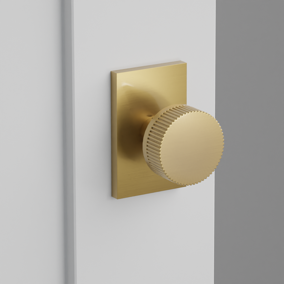 Emtek Conical Straight Knurled Knob Modern Rectangular Rosette