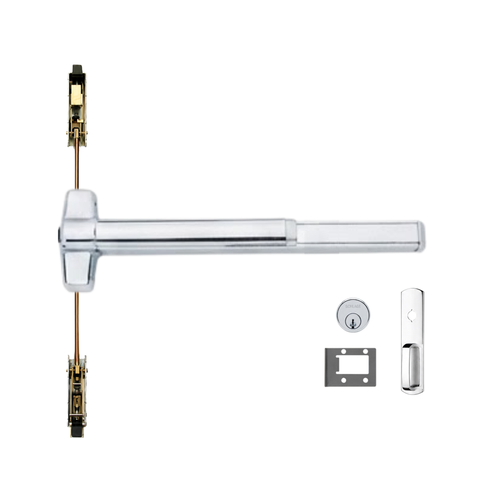 Von Duprin 9847WDC-NL-OP/9947WDC-NL-OP - Night Latch, Optional Pull Wood Door Concealed Vertical Rod Device