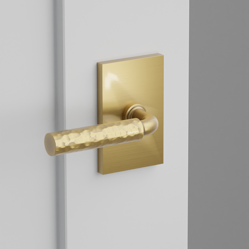 Emtek Hammered Lever with Modern Rectangular Rosette - R-Bar