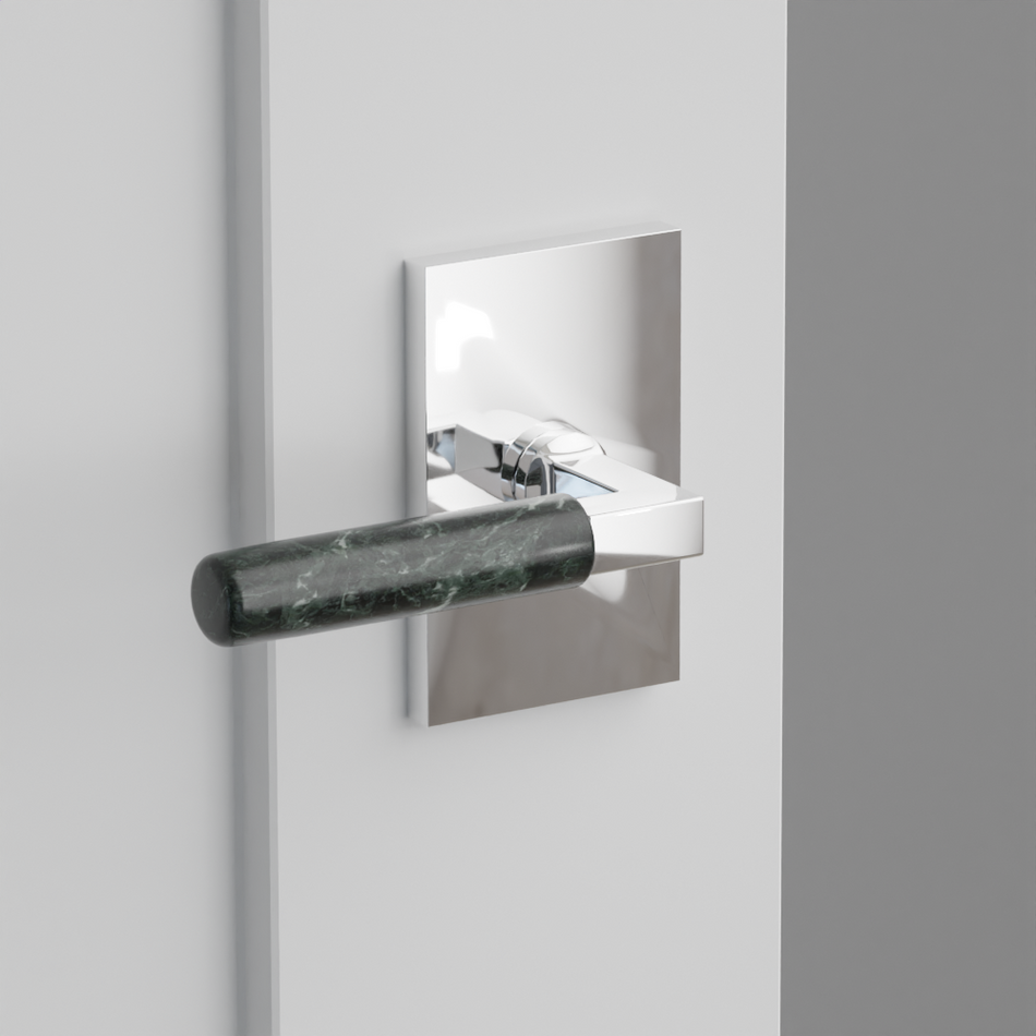 Emtek Green Marble Lever with Modern Rectangular Rosette