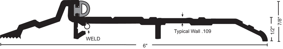 NGP 884-6V Extended Width Bumper Seal Threshold - Vinyl, 7/8" x 6"