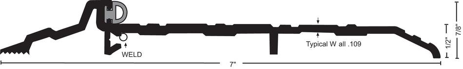NGP 884-7V Extended Width Bumper Seal Threshold - Vinyl, 7/8" x 7"