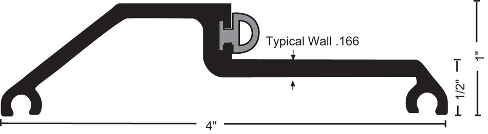 NGP 897V Aluminum & Vinyl Bumper Seal Threshold, 1" x 4"