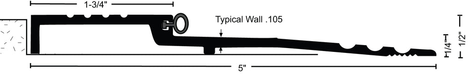 NGP 898V ADA Compliant Vinyl Half Saddle Threshold, 1/2" x 5"